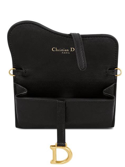 dior saddle nano pouch in black goatskin